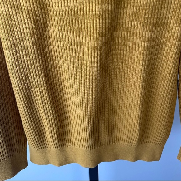 H&M Muscle Fit Ribbed Knit Sweater Mustard Yellow Mens Size Medium - Picture 5 of 7